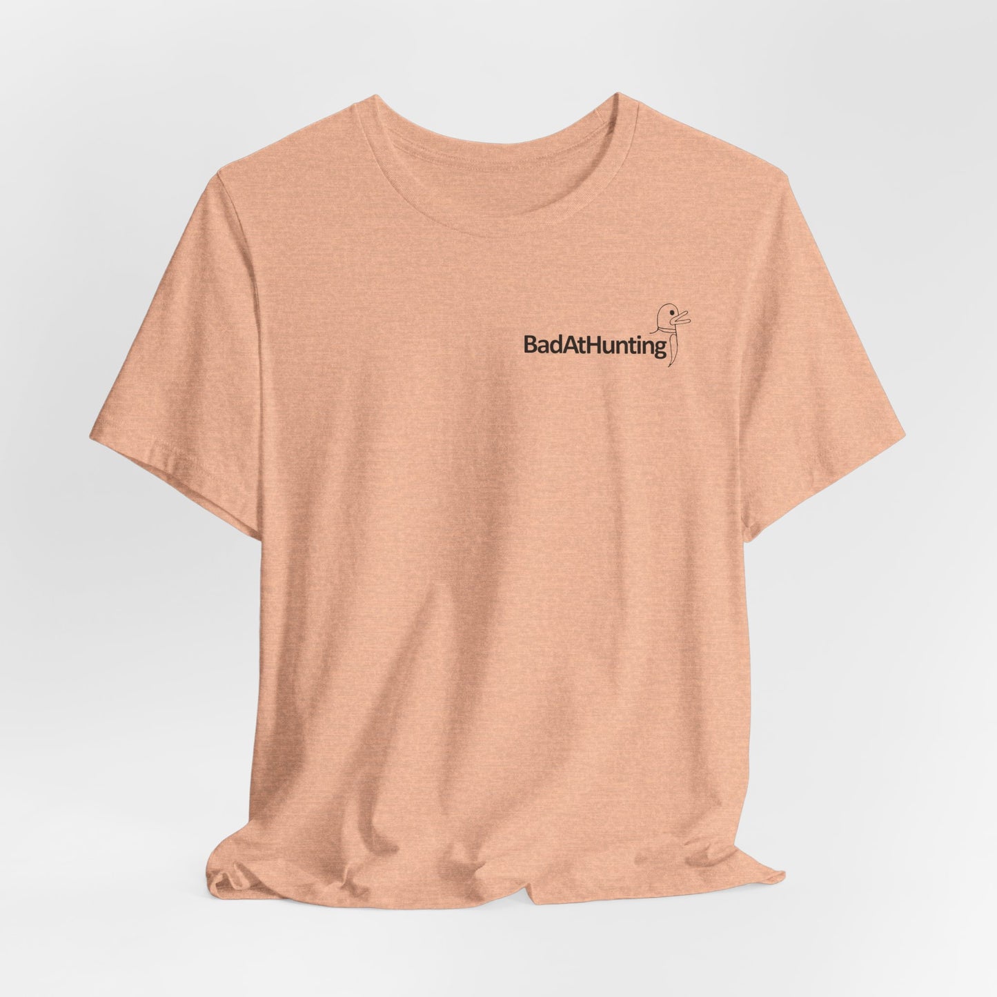 BadAtHunting Minimalist Graphic Tee — Tiny Duck Sketch Chest & Back