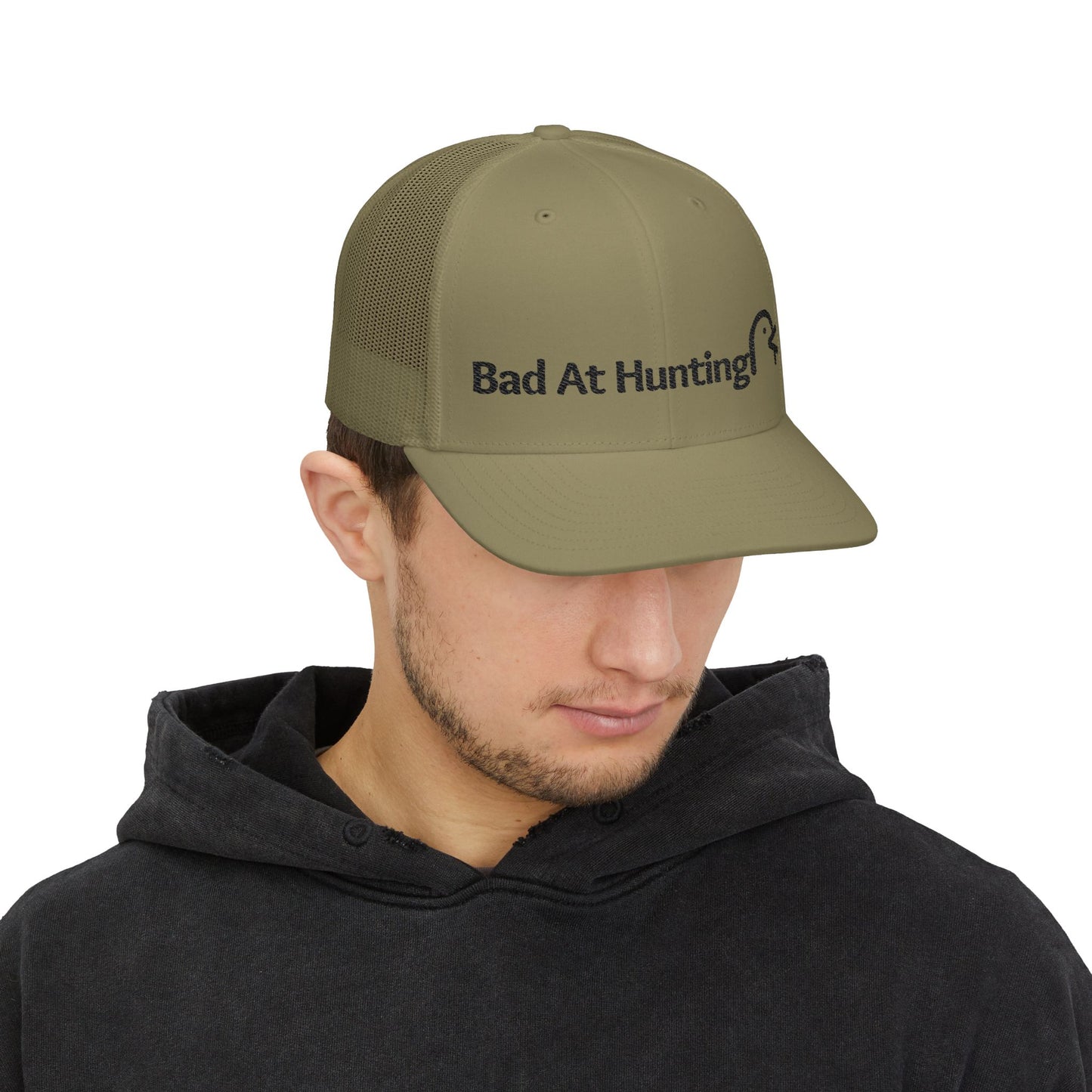 Bad At Hunting Embroidered Trucker