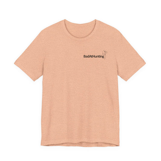 BadAtHunting Minimalist Graphic Tee — Tiny Duck Sketch Chest & Back