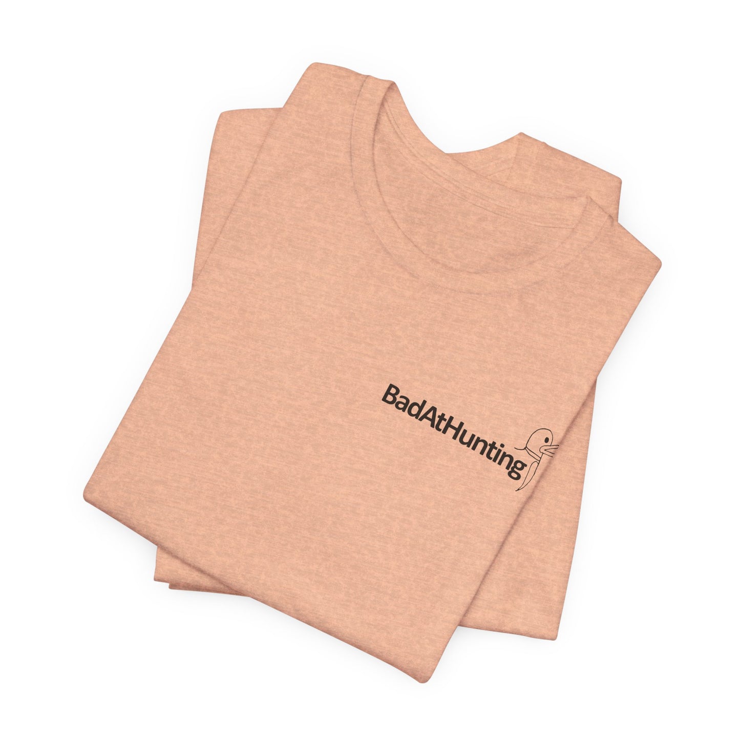 BadAtHunting Minimalist Graphic Tee — Tiny Duck Sketch Chest & Back
